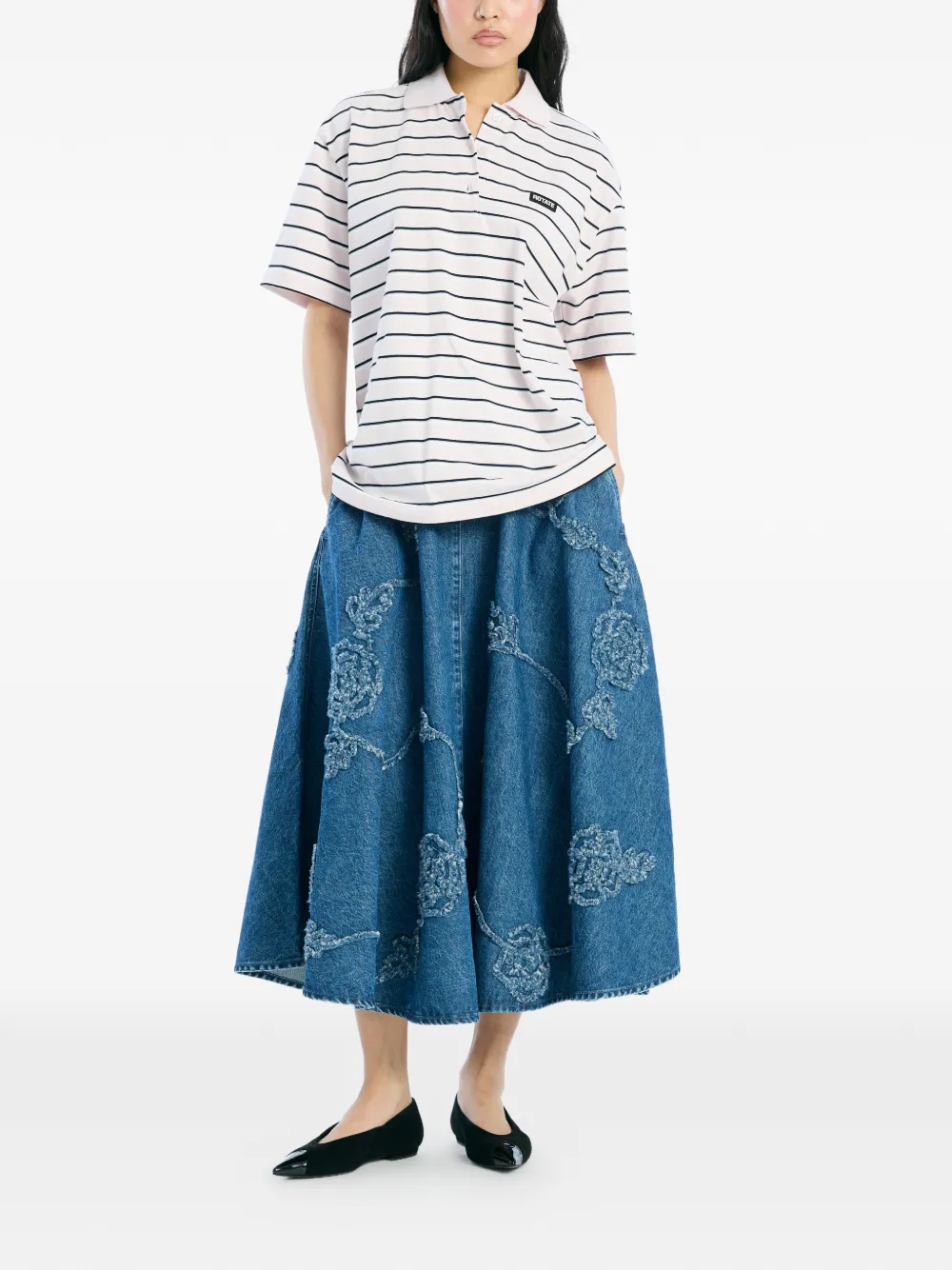 ROTATE BIRGER CHRISTENSEN striped polo shirt - Beige