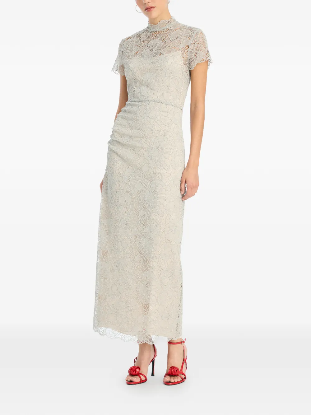 ROTATE BIRGER CHRISTENSEN Midi-jurk met kant - Beige