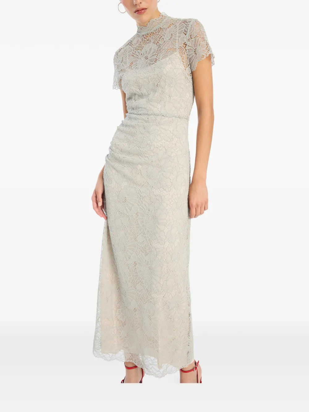  Rotate Birger Christensen Lace-detail Midi Dress - Neutrals 