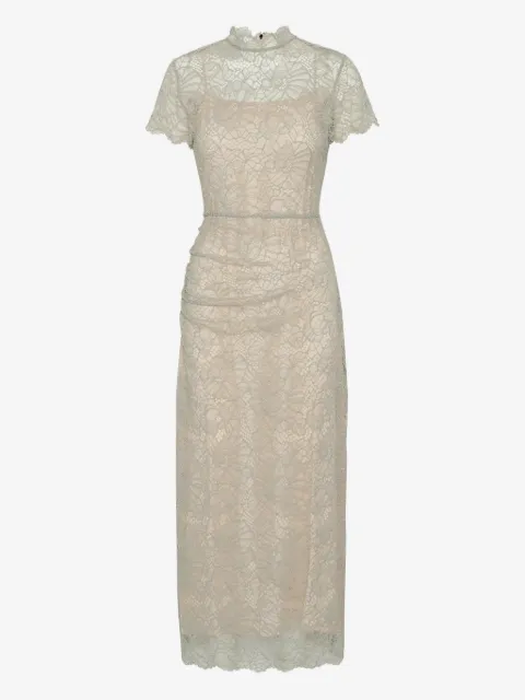 ROTATE BIRGER CHRISTENSEN lace long midi dress light grey