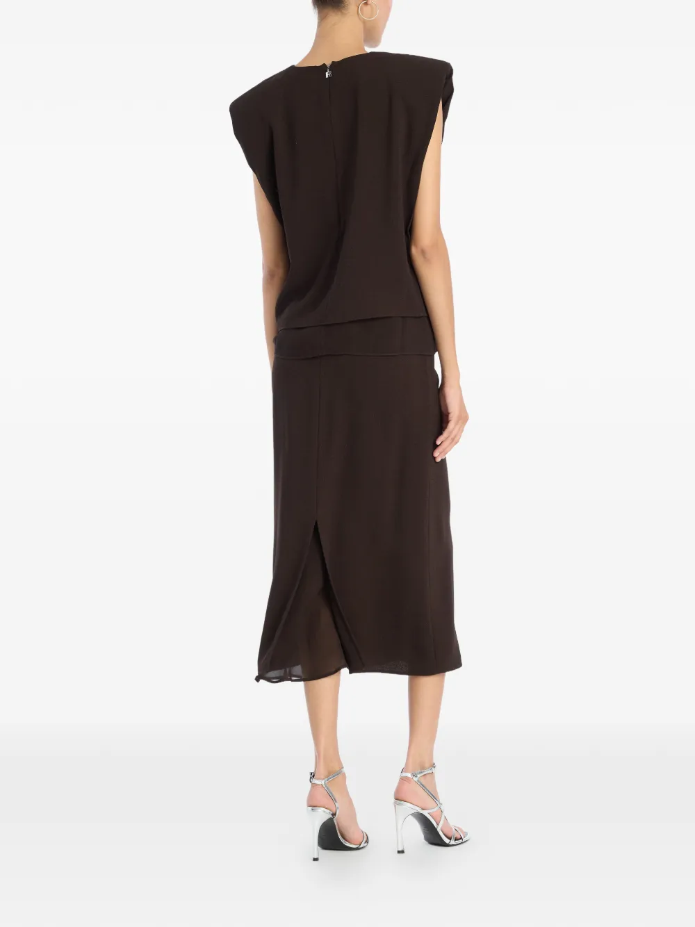  Rotate Birger Christensen Two Layer Boxy Vest - Brown 