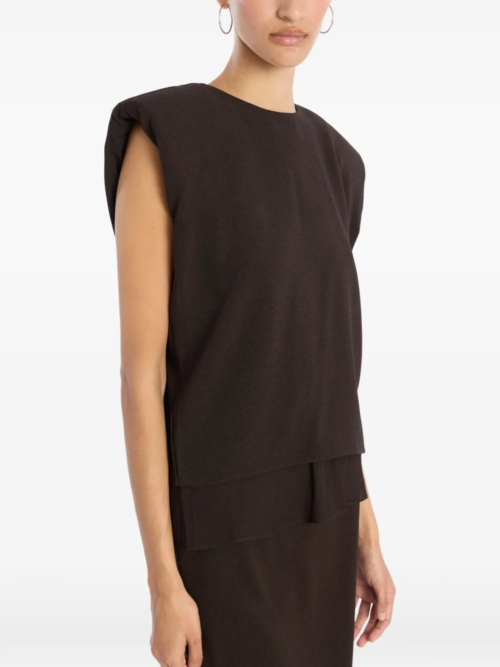 ROTATE BIRGER CHRISTENSEN two layer boxy vest | Brown | Image 1