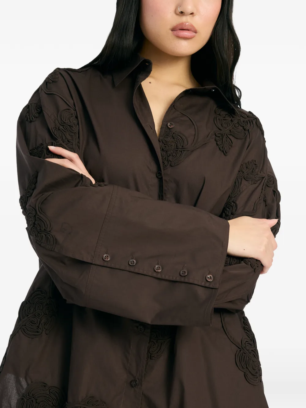 ROTATE BIRGER CHRISTENSEN flower oversized shirt - Bruin