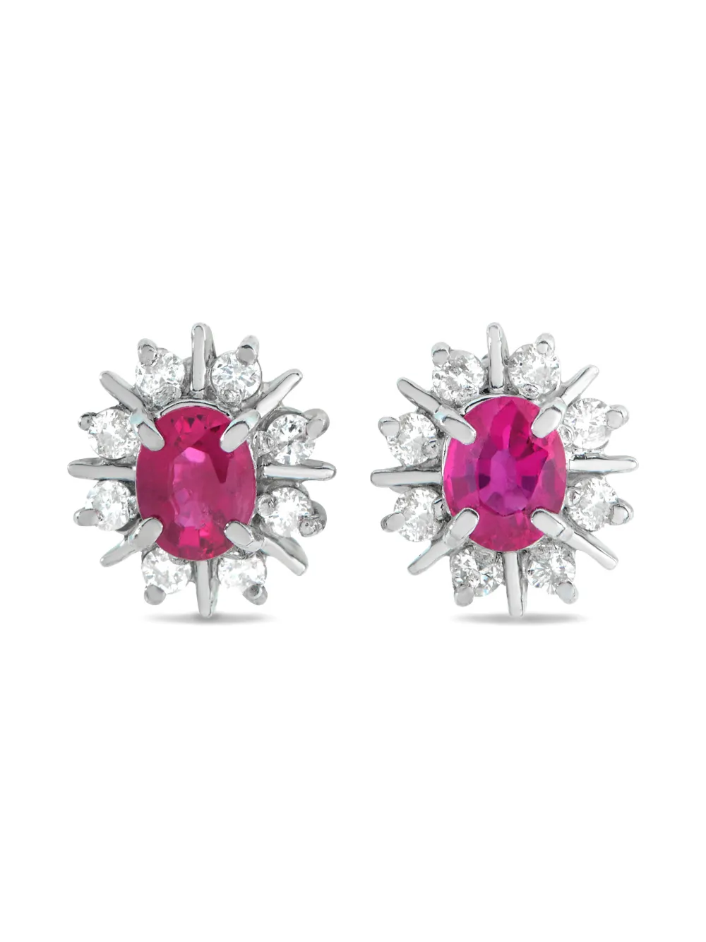 LB Exclusive platinum diamond ruby earrings - Argento