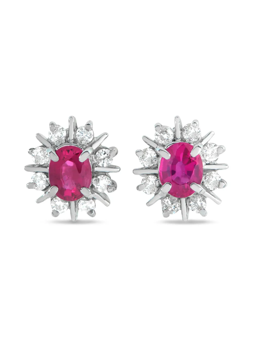 LB Exclusive platinum diamond ruby earrings - Silber