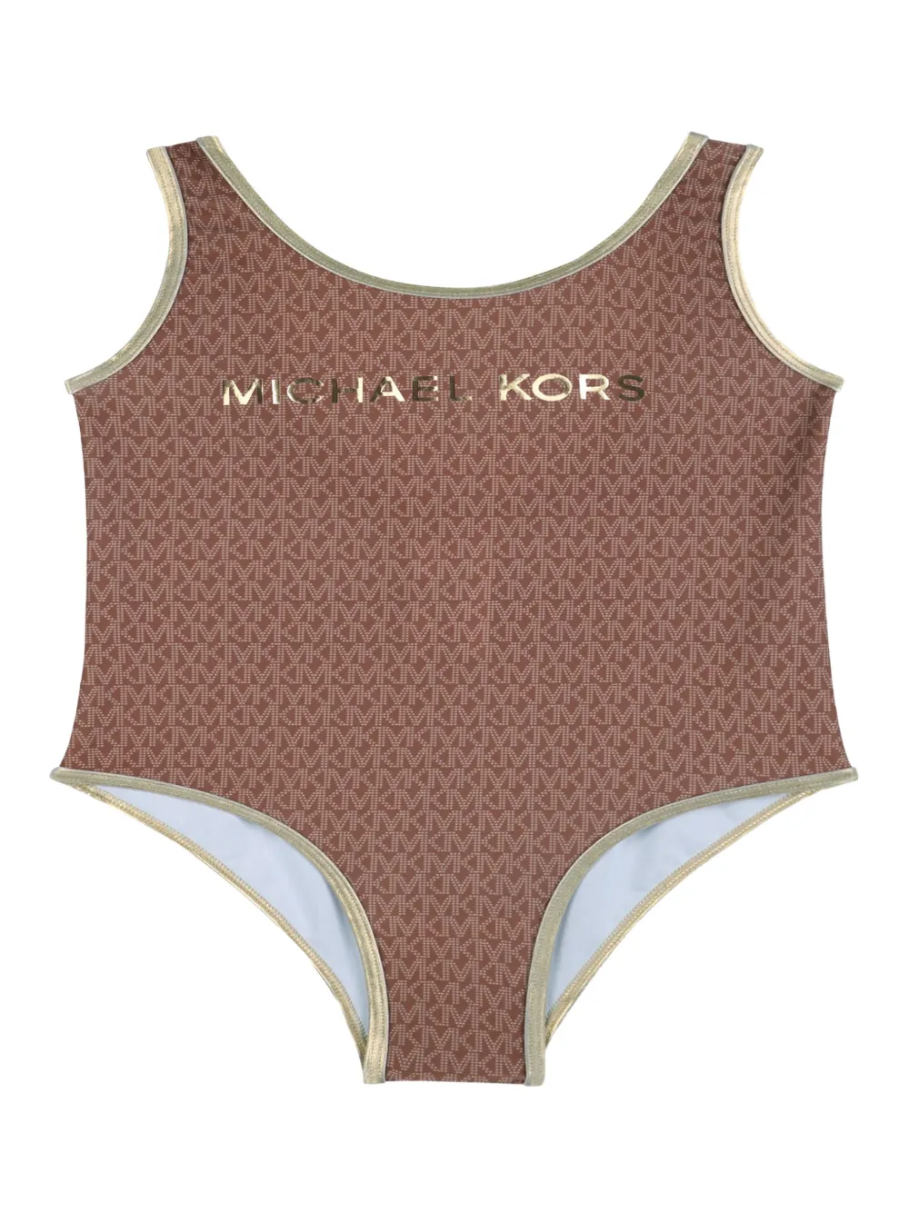 Michael Kors Kids logo-pattern swimsuit - Marrone