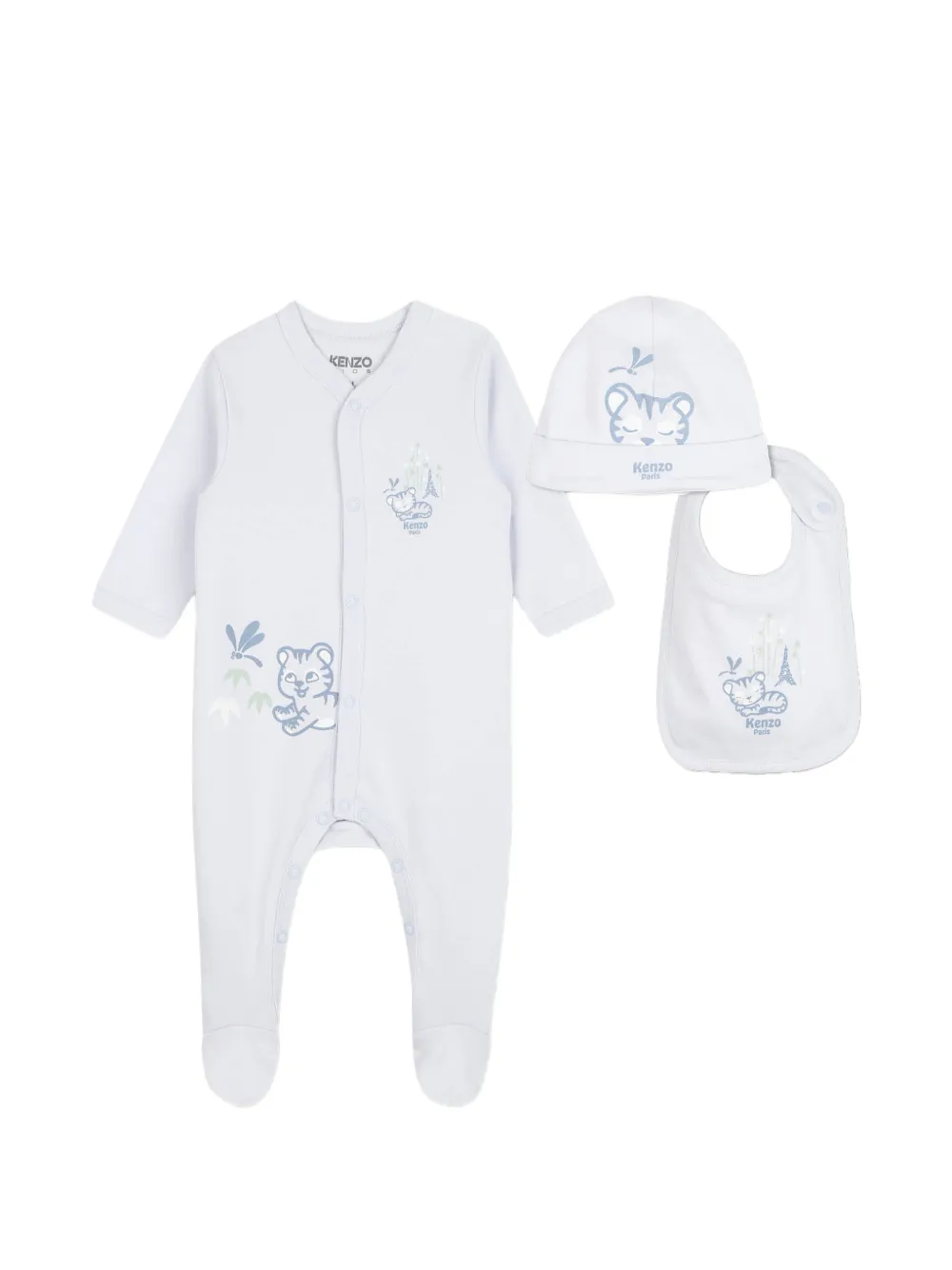 Kenzo Kids tiger-print babygrow set - Blu