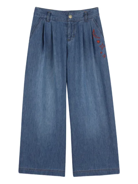 Zadig & Voltaire Kids embroidered pleated jeans