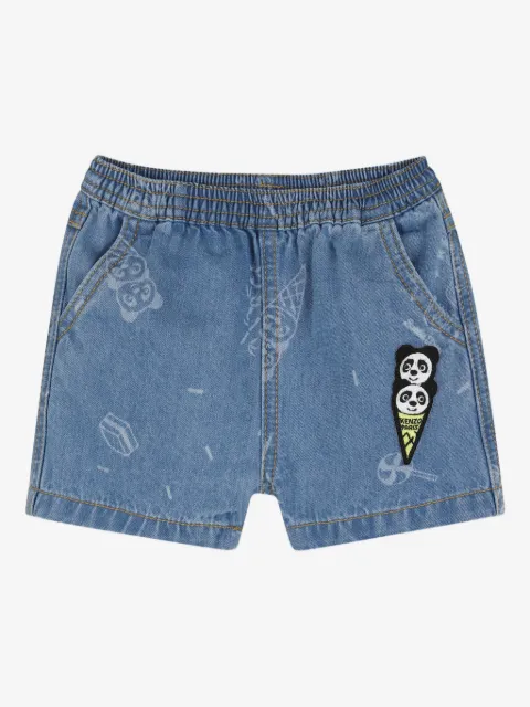 Kenzo Kids panda-appliqué denim shorts