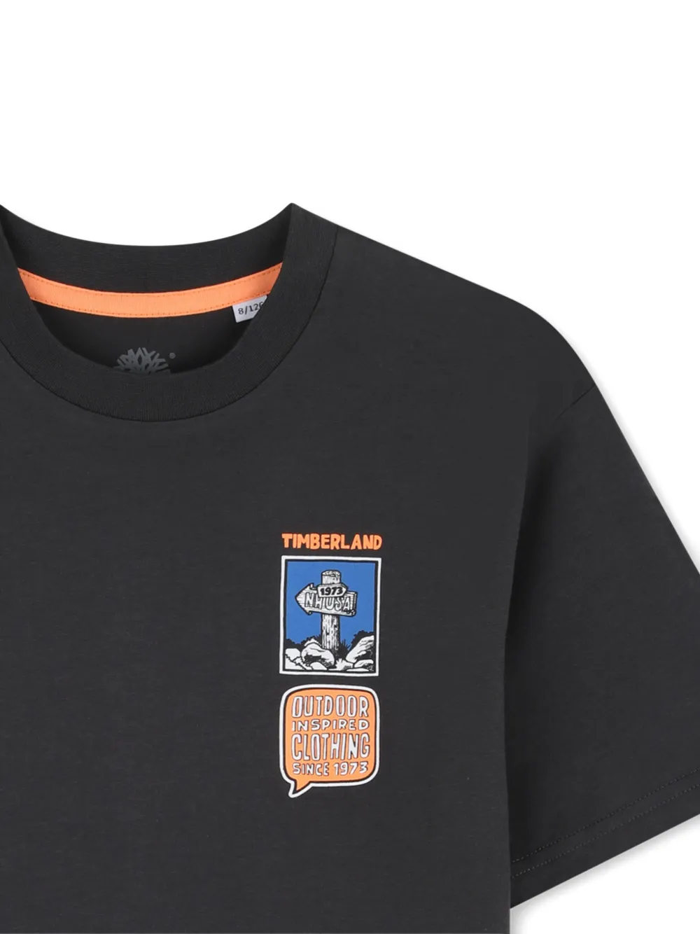 Timberland Kids T-shirt met ronde hals en grafische print Zwart