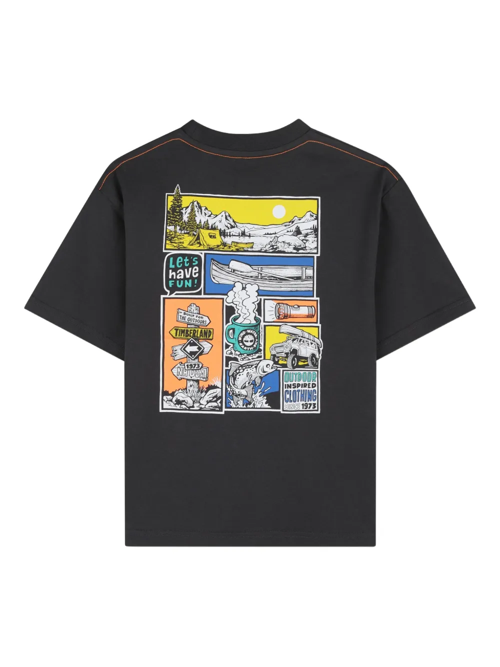 Timberland Kids T-shirt met ronde hals en grafische print Zwart