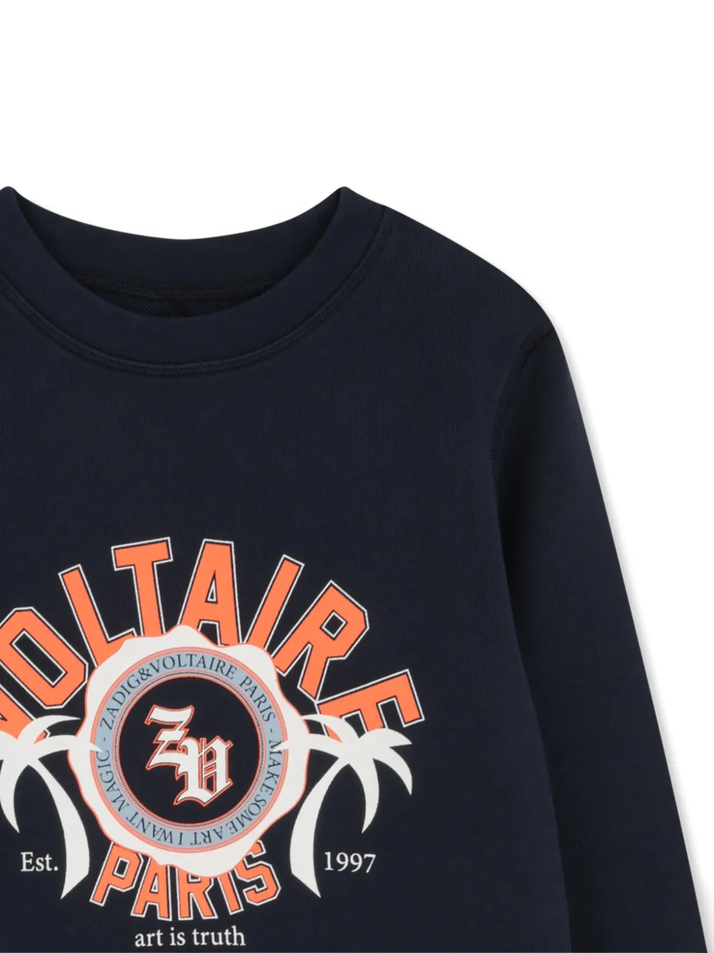 Zadig & Voltaire Kids Sweater met ronde hals en print Blauw