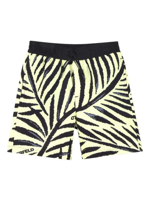 Karl Lagerfeld Kids leaf-print drawstring swim shorts
