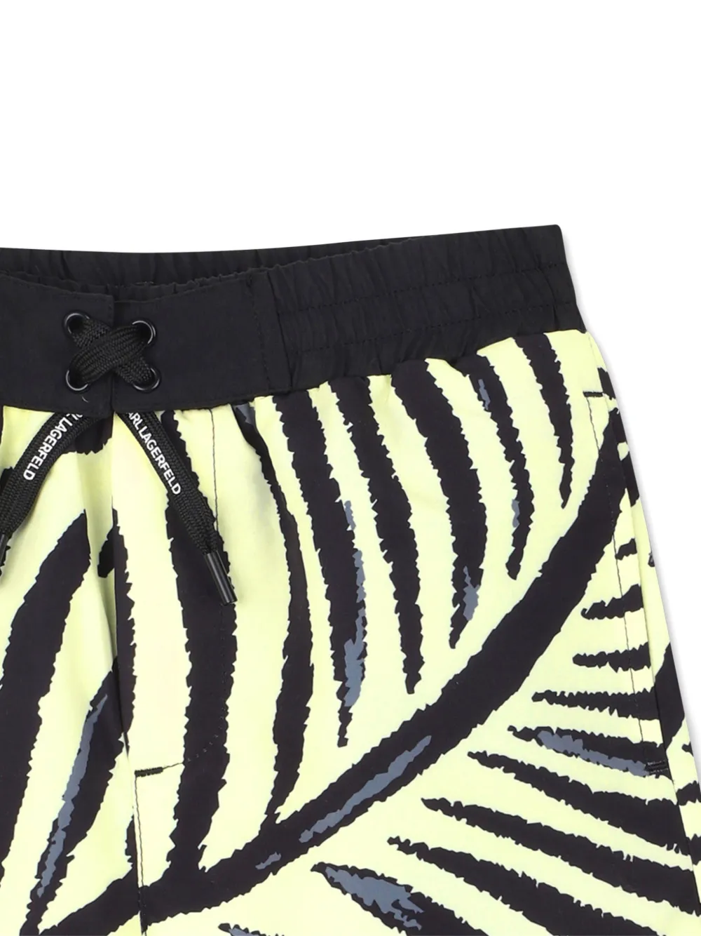  Karl Lagerfeld Kids Leaf-print Drawstring Swim Shorts - Yellow 