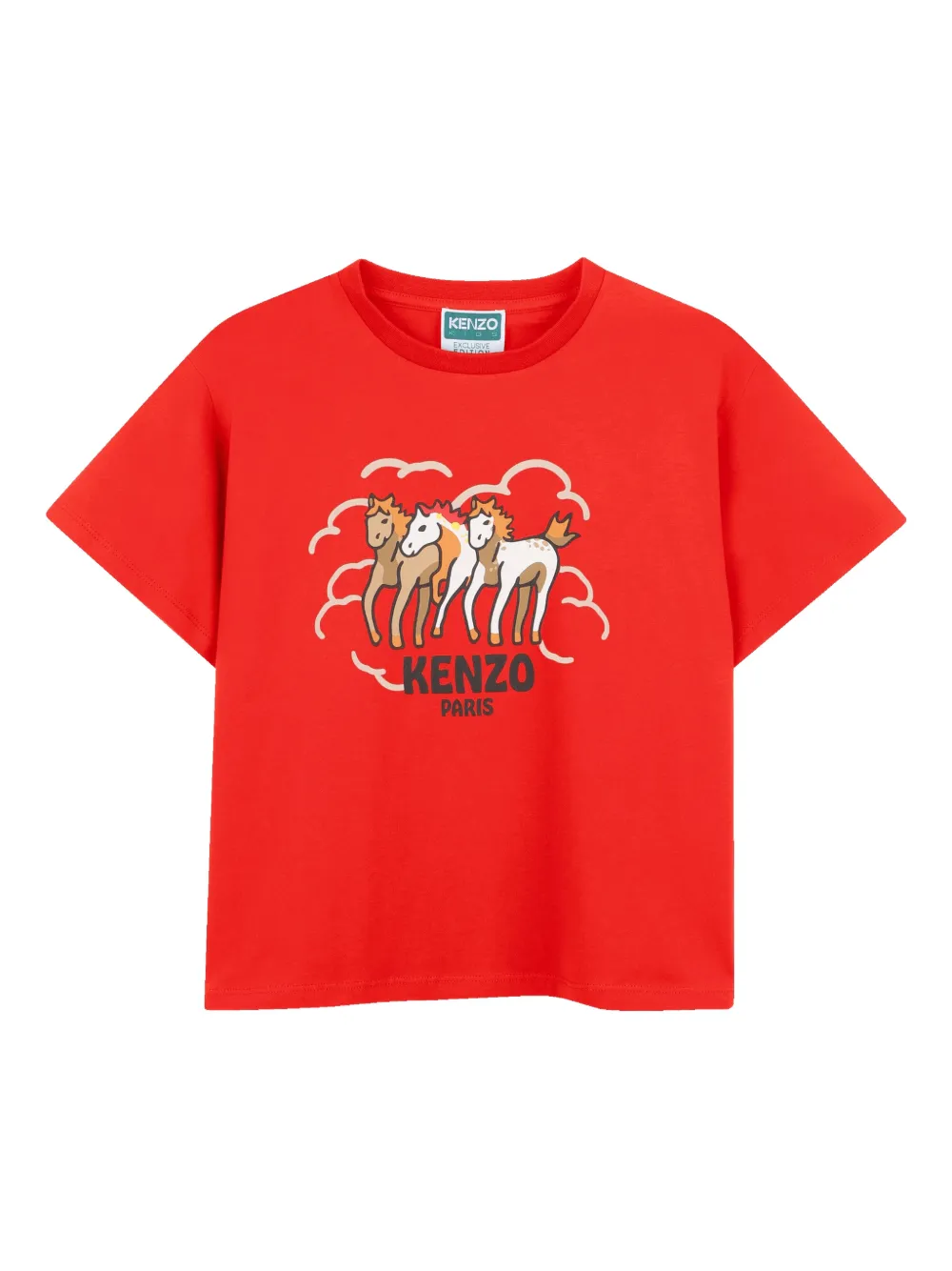 Kenzo Kids horses graphic T-shirt - Rosso