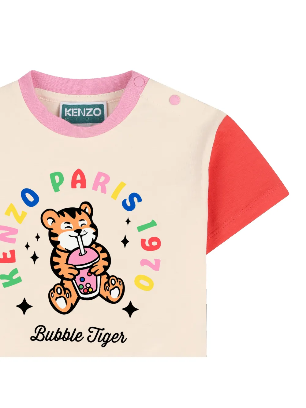 Kenzo Kids Bubble Tiger T-shirt met colourblocking Beige
