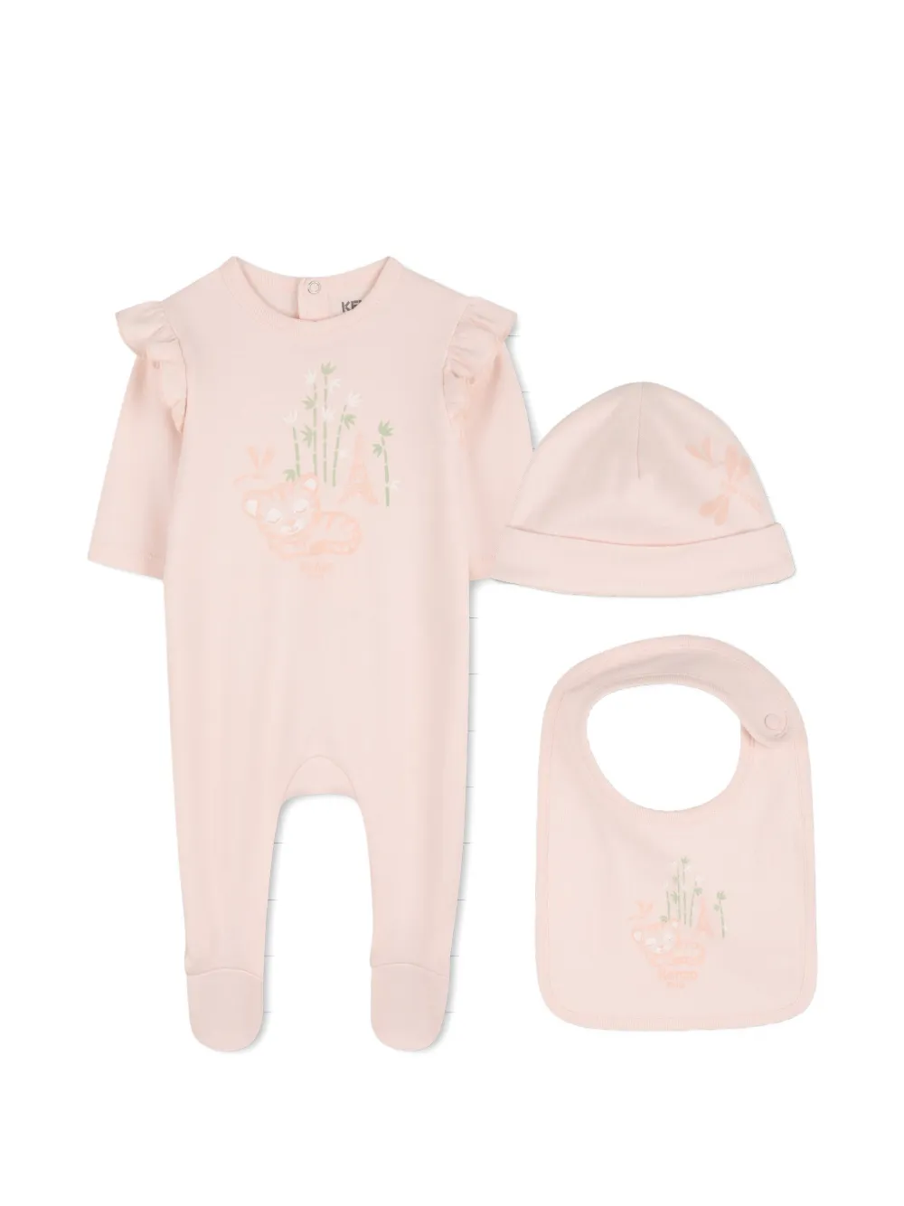 Kenzo Kids ruffled-detail babygrow set - Rosa