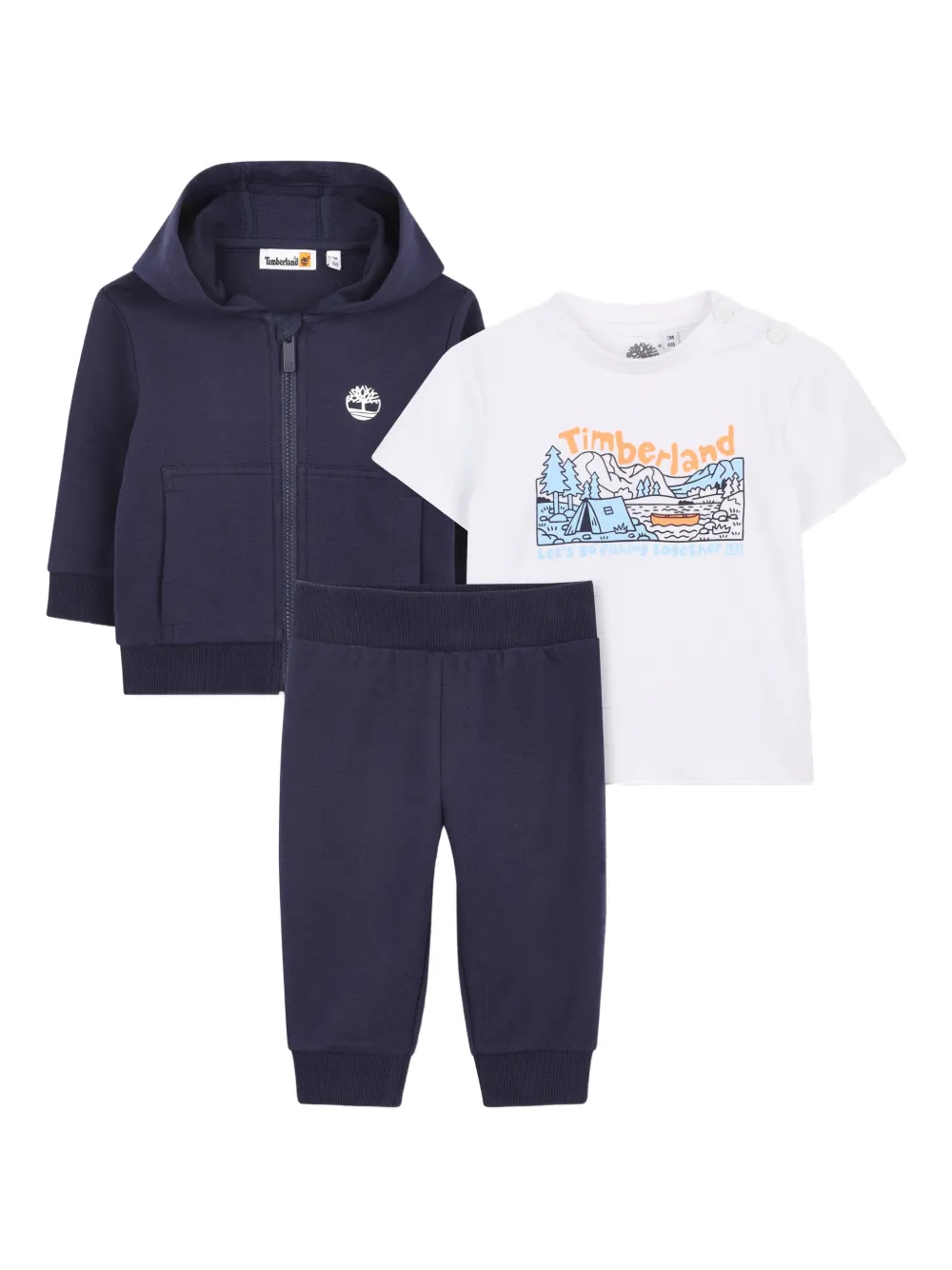 Timberland Kids hooded graphic-print tracksuit - Blu