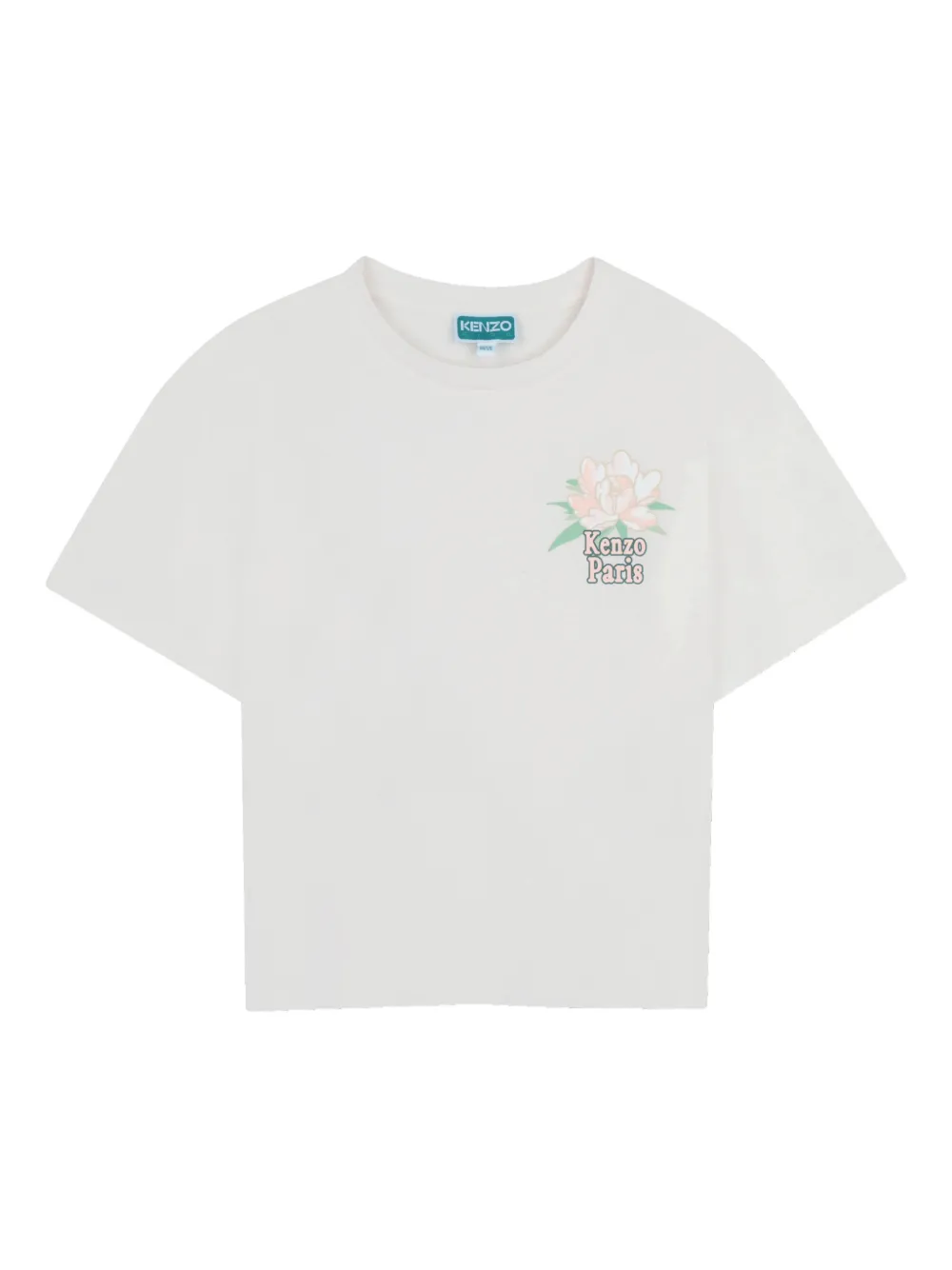 Kenzo Kids floral-detail T-shirt - Toni neutri