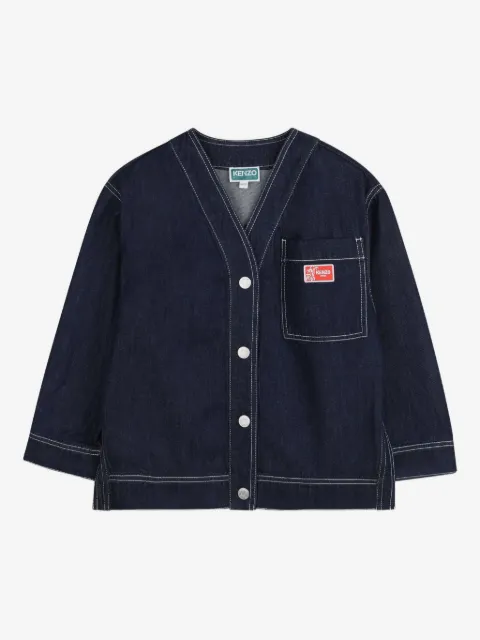 Kenzo Kids Jeansjacke mit Logo-Patch