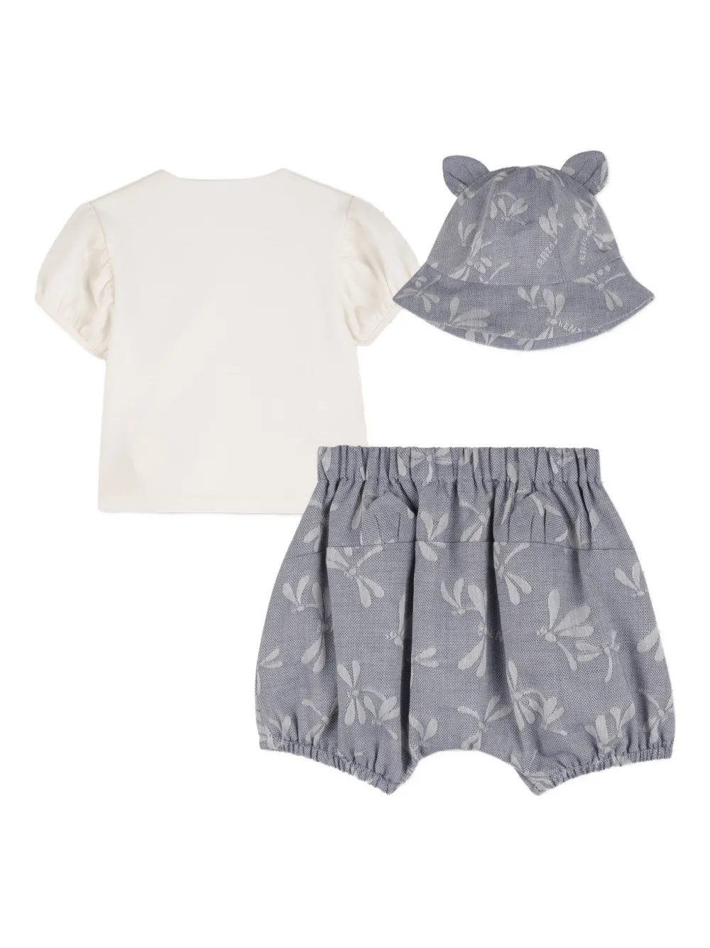 Kenzo Kids Drie babypakjes met libelle print Grijs