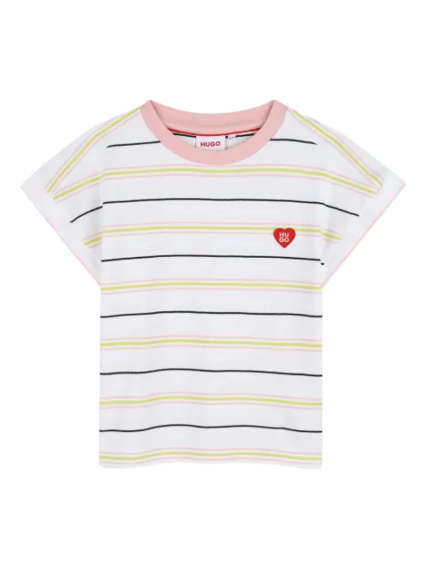 HUGO KIDS striped heart-motif T-shirt