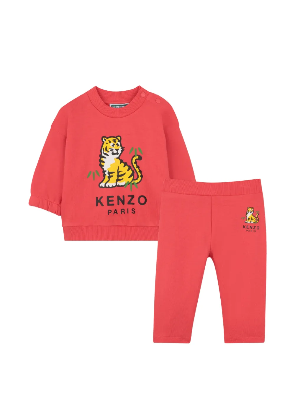 Kenzo Kids Tuta sportiva con stampa Tiger - Rosso