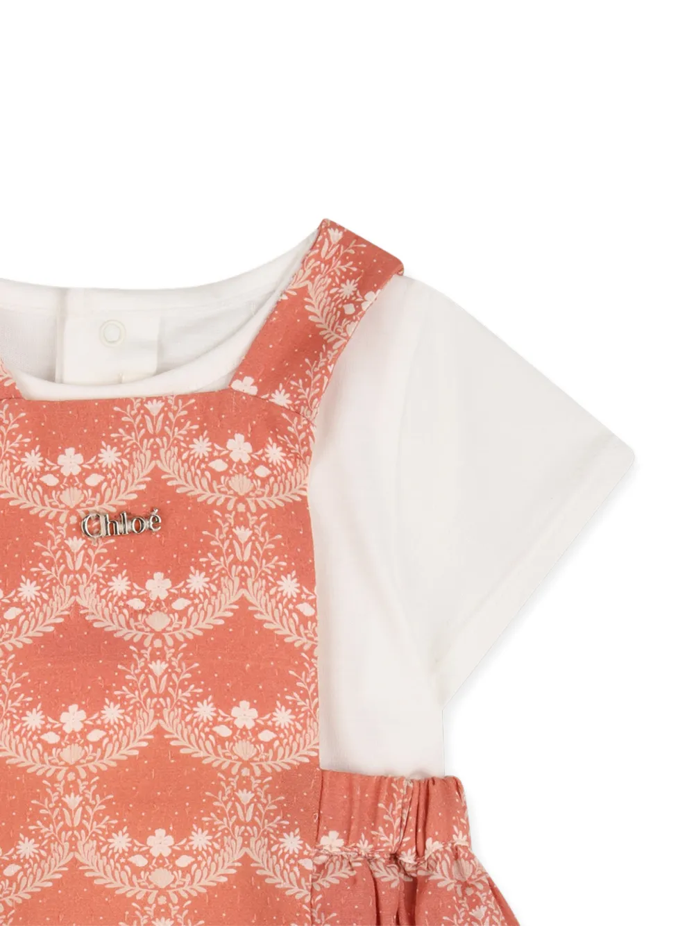 Chloé Kids Body met bloemenprint en ruches Wit
