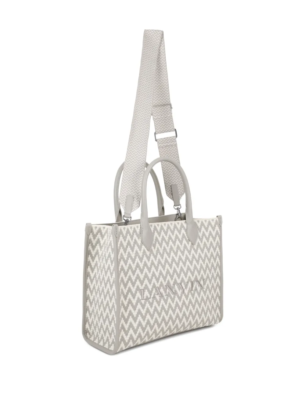  Lanvin Enfant Zigzag Embroidered Tote Bag - Neutrals 