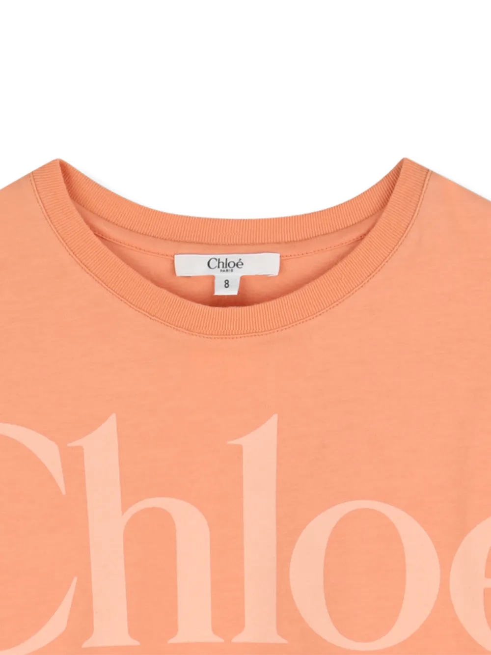 Chloé Kids Cotton name T-shirt Oranje