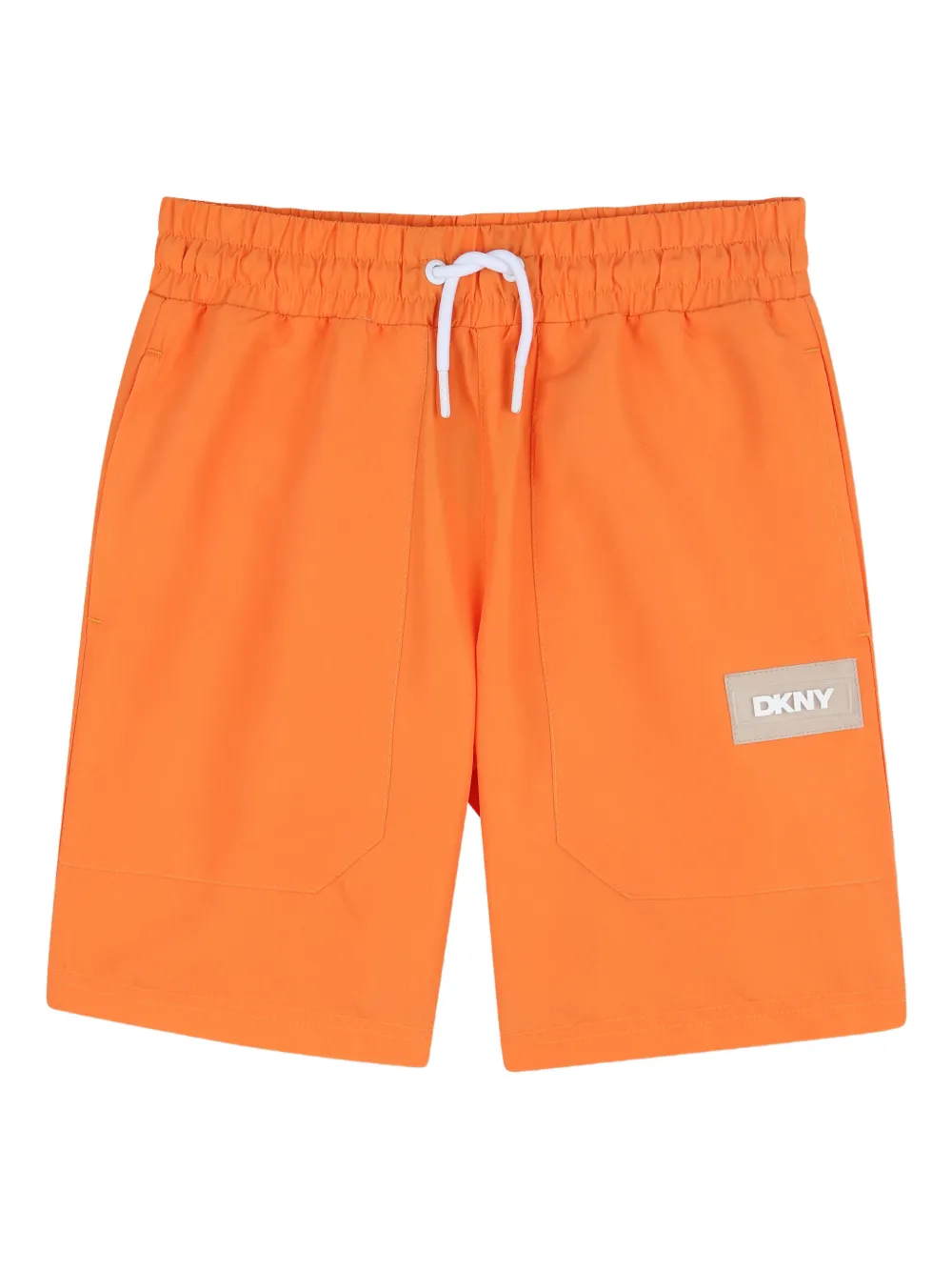 Dkny Kids logo-patch swim shorts - Arancione