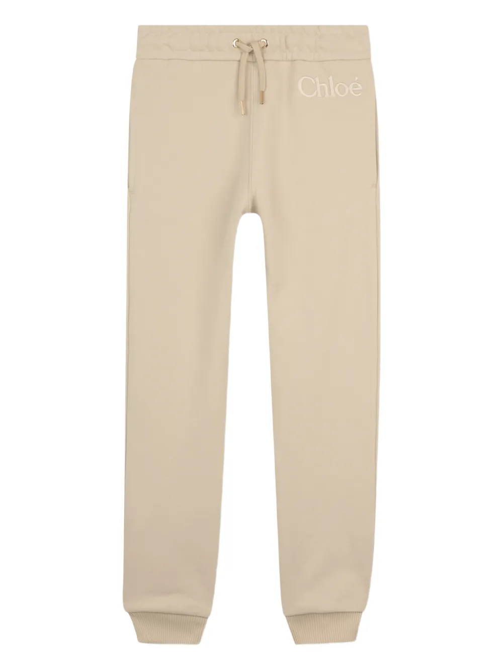 Chloé Kids logo-embroidered drawstring trousers - Toni neutri