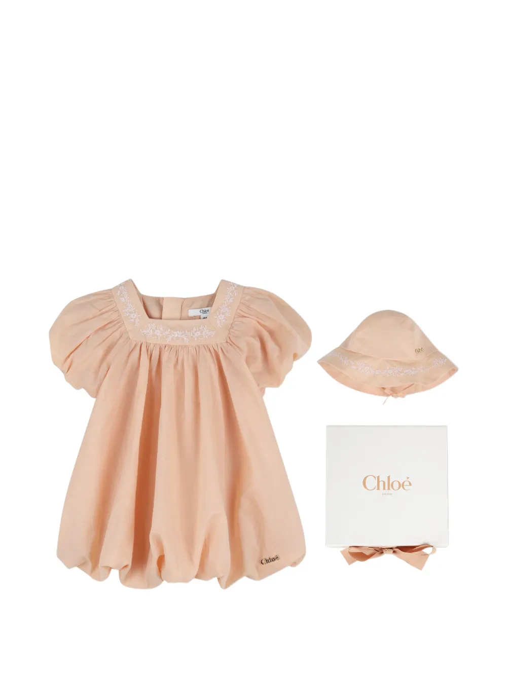 Chloé Kids embroidered dress set - Toni neutri