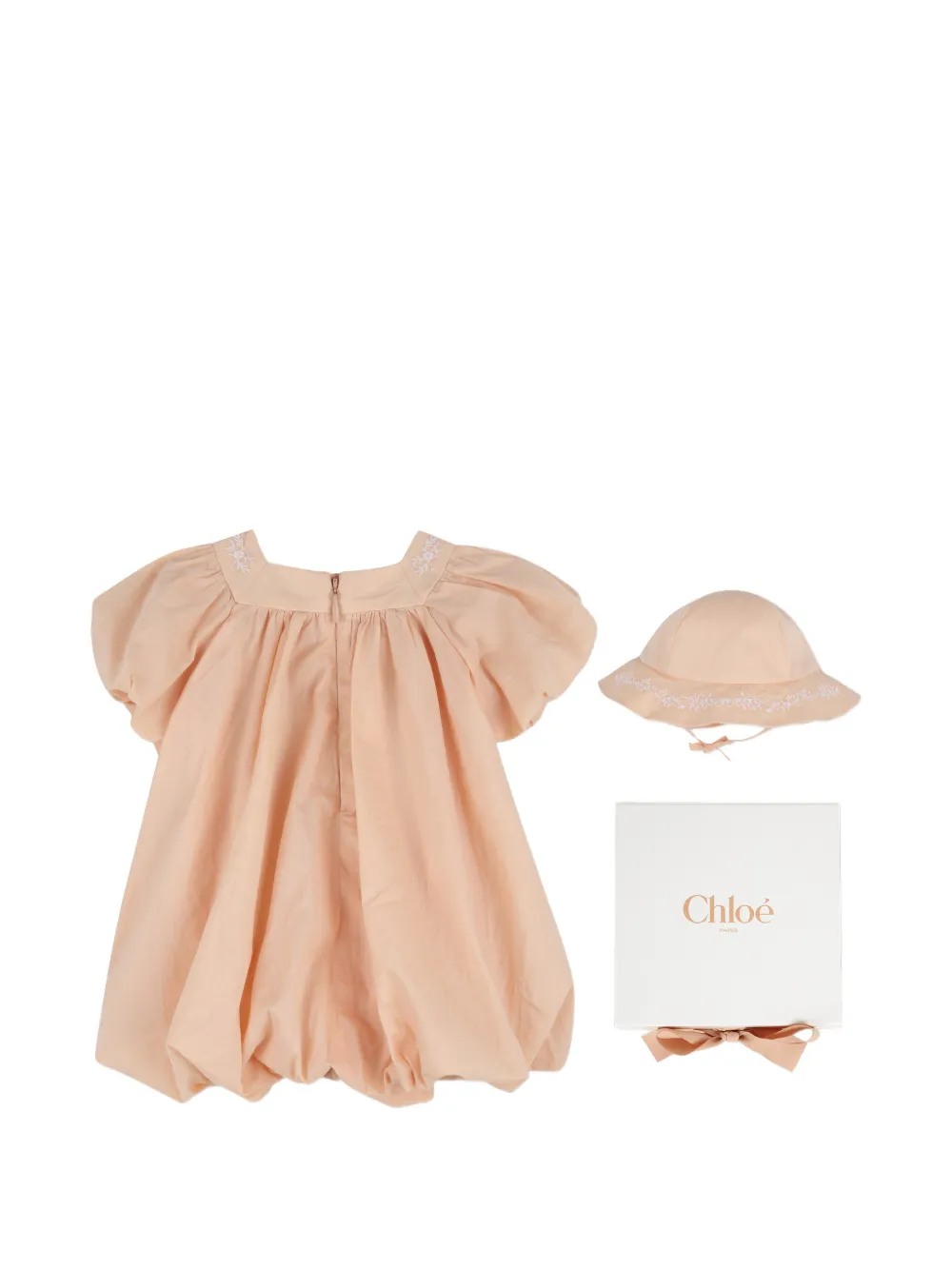  Chloé Kids Embroidered Dress Set - Neutrals 