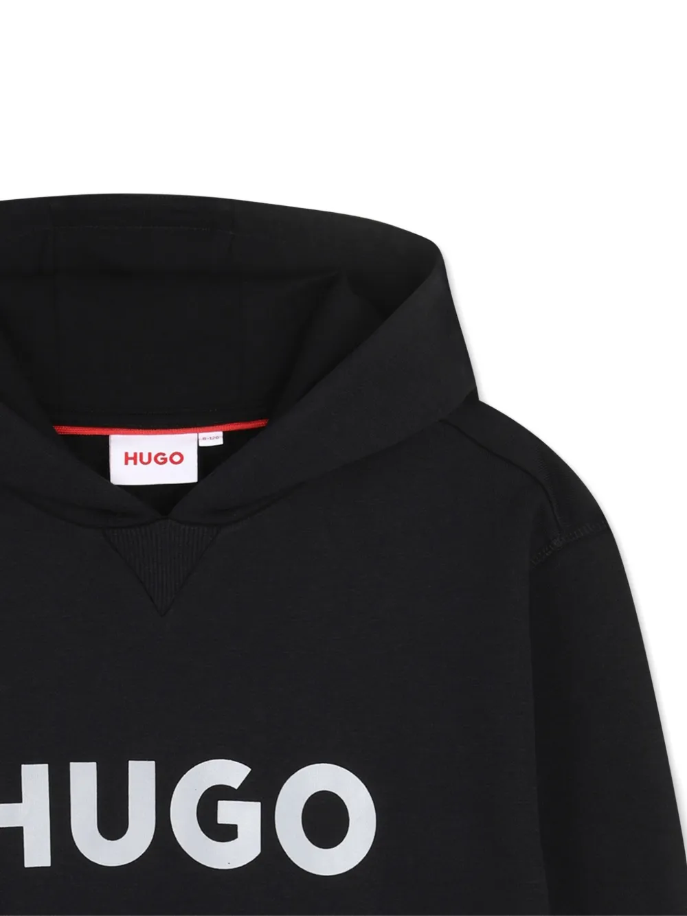 HUGO KIDS Hoodie met logodetail en lange mouwen Zwart