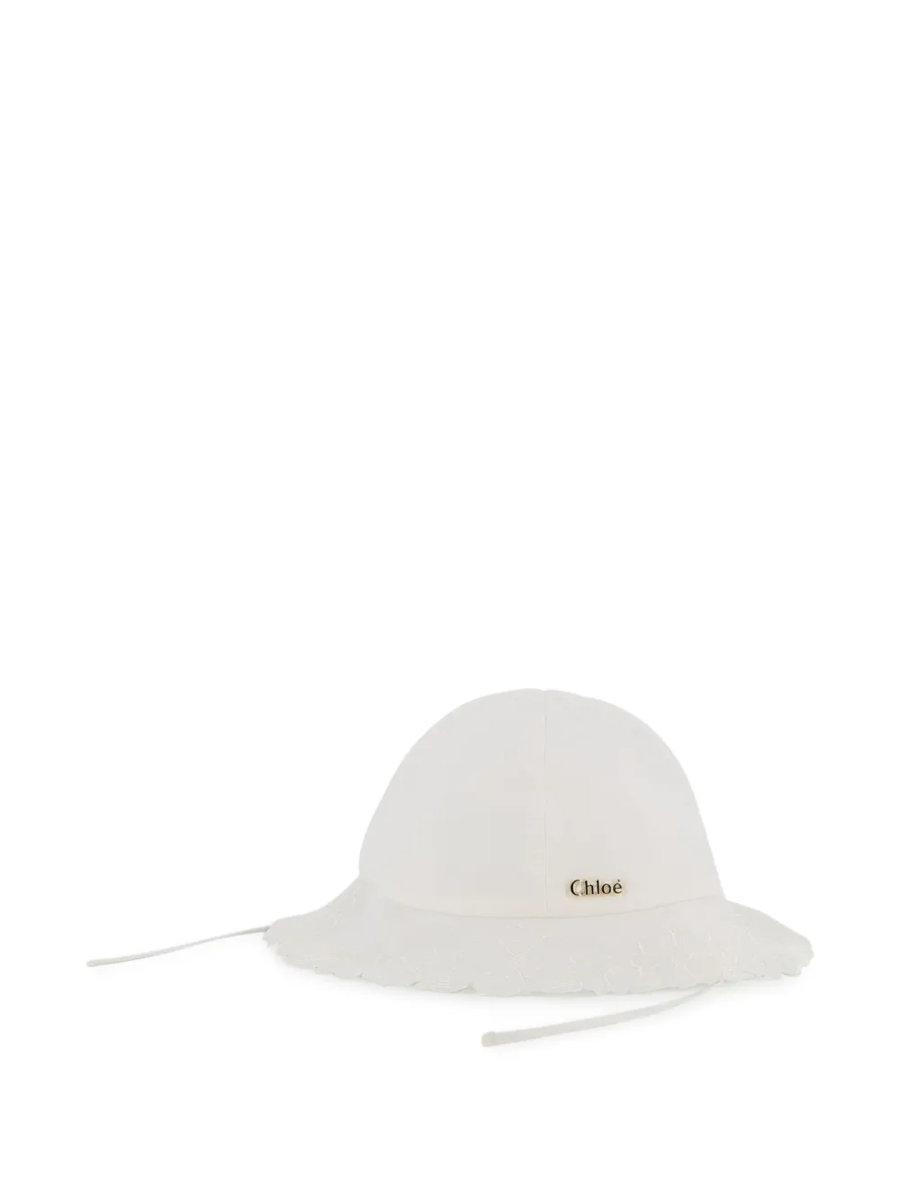 Chloé Kids floral-edge hat - Bianco