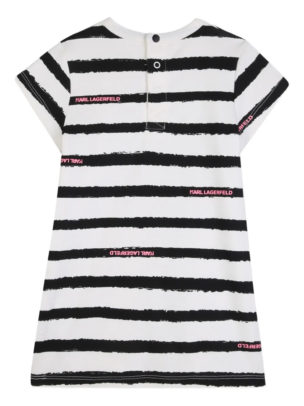 Karl Lagerfeld Kids Ikon Choupette gestreepte jurk - Wit