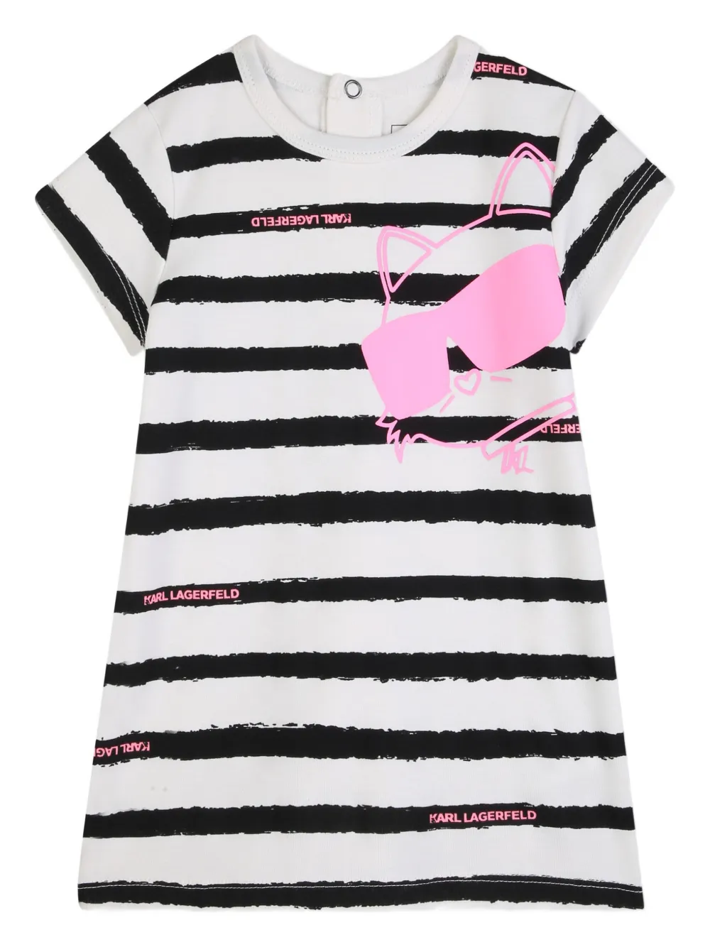 Karl Lagerfeld Kids Ikon Choupette striped dress - White