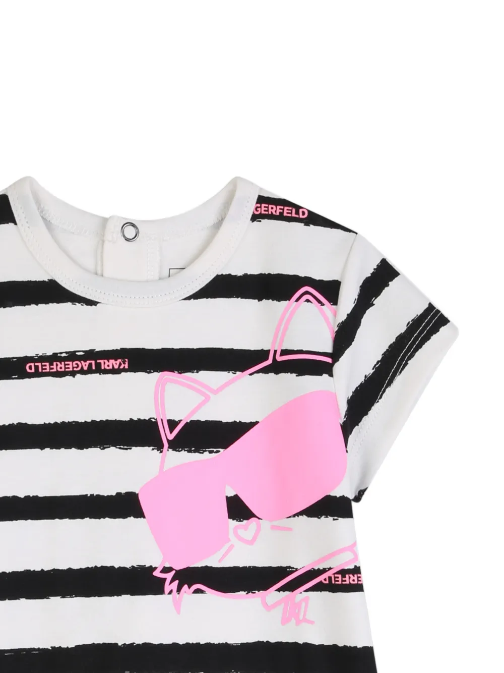 Karl Lagerfeld Kids Ikon Choupette gestreepte jurk Wit