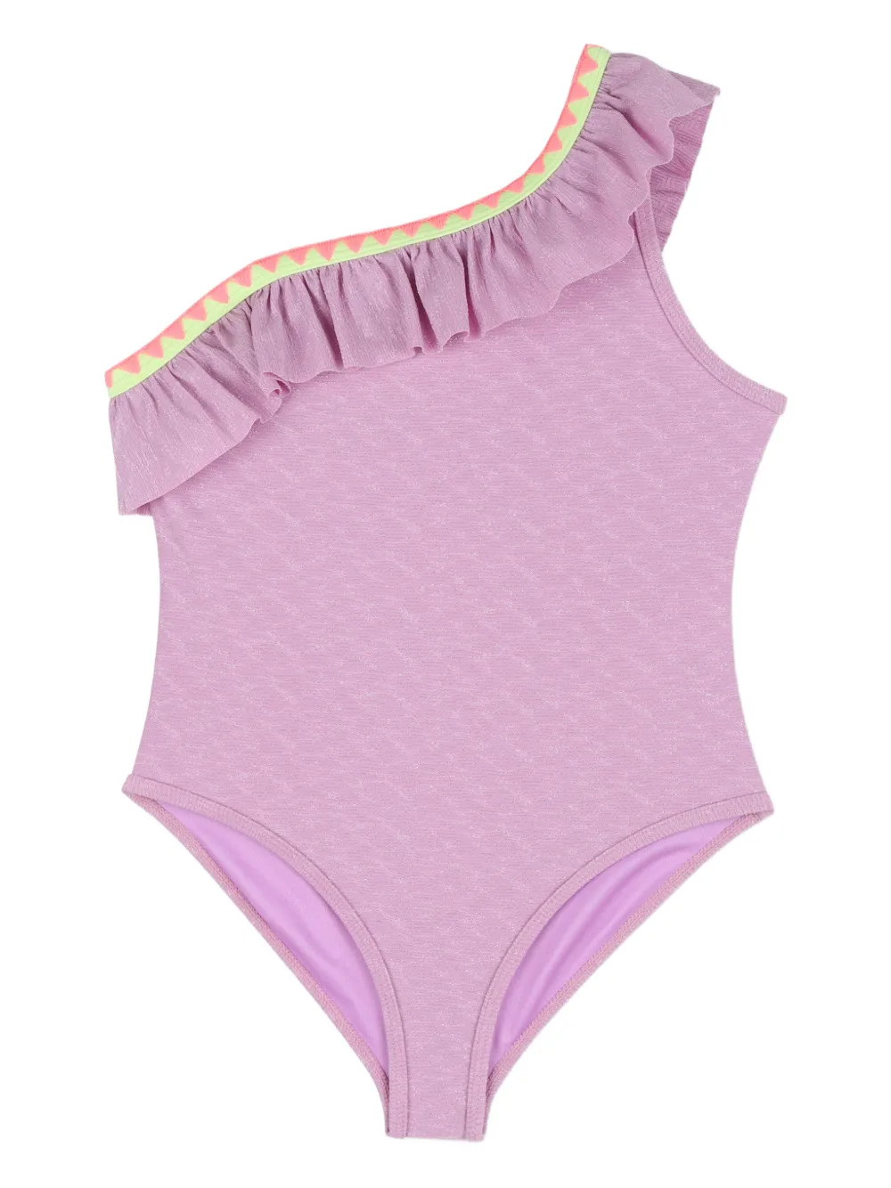 Billieblush Costume da bagno monospalla con ruches - Rosa