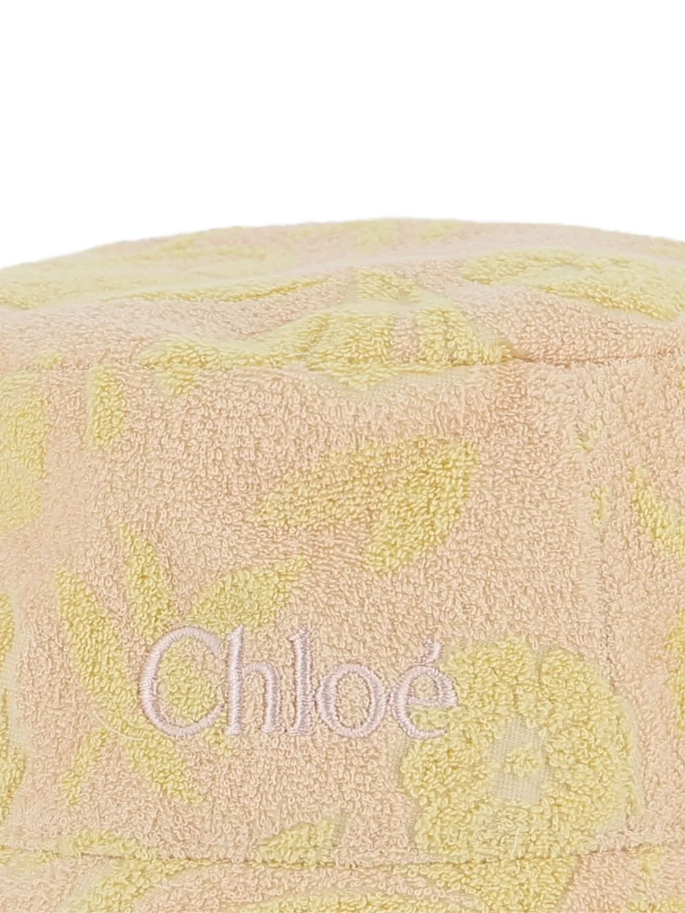  Chloé Kids Floral-motif Logo-embroidered Bucket Hat - Neutrals 