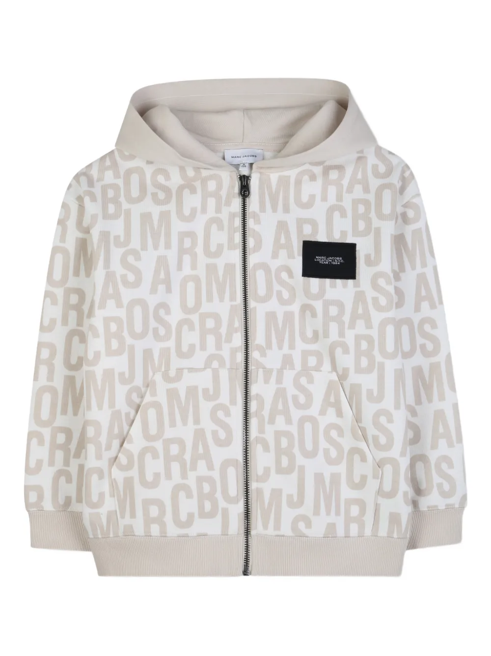 Marc Jacobs Kids Felpa con stampa logo e zip - Bianco