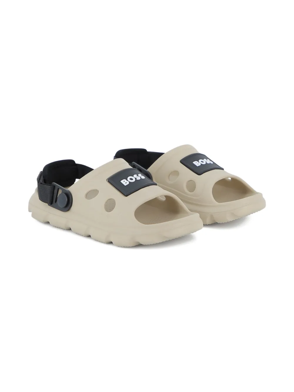 BOSS Kidswear Sandalen met logoplakkaat Beige