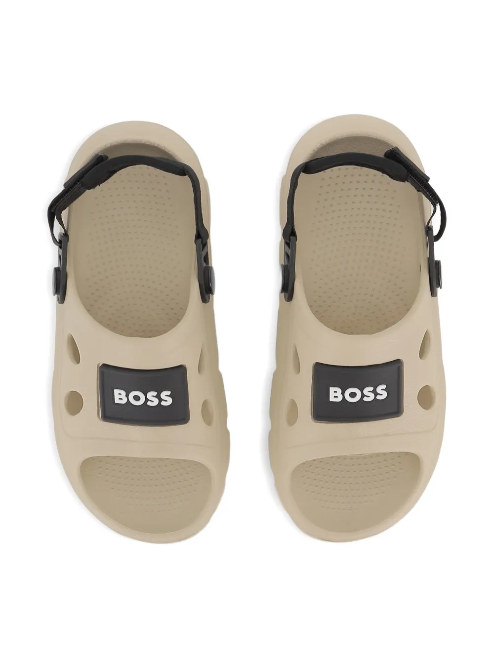 BOSS Kidswear Sandalen met logoplakkaat Beige