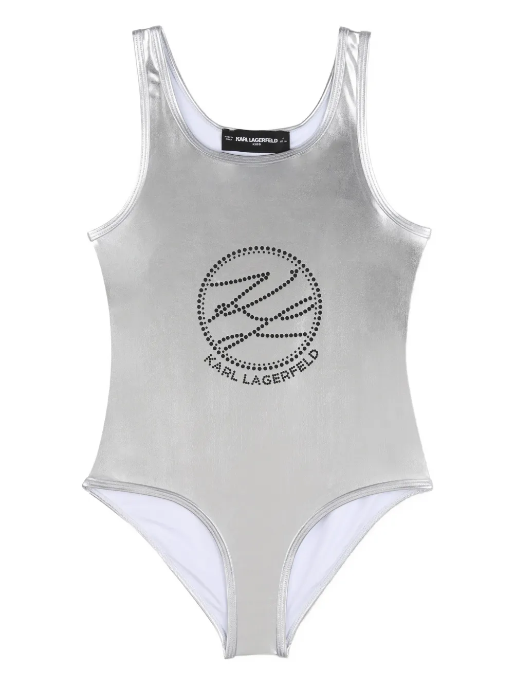 Karl Lagerfeld Kids embellished swimsuit - Argento