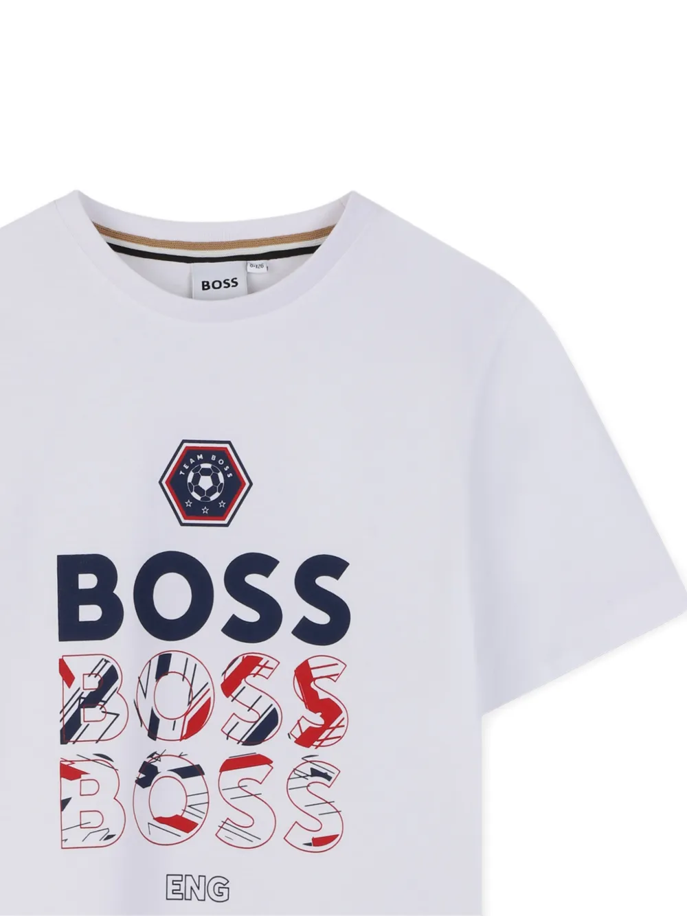 BOSS Kidswear T-shirt met logoprint en ronde hals Wit