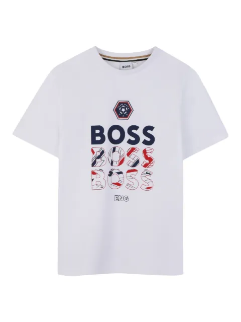 BOSS Kidswear playera con cuello redondo y logo estampado