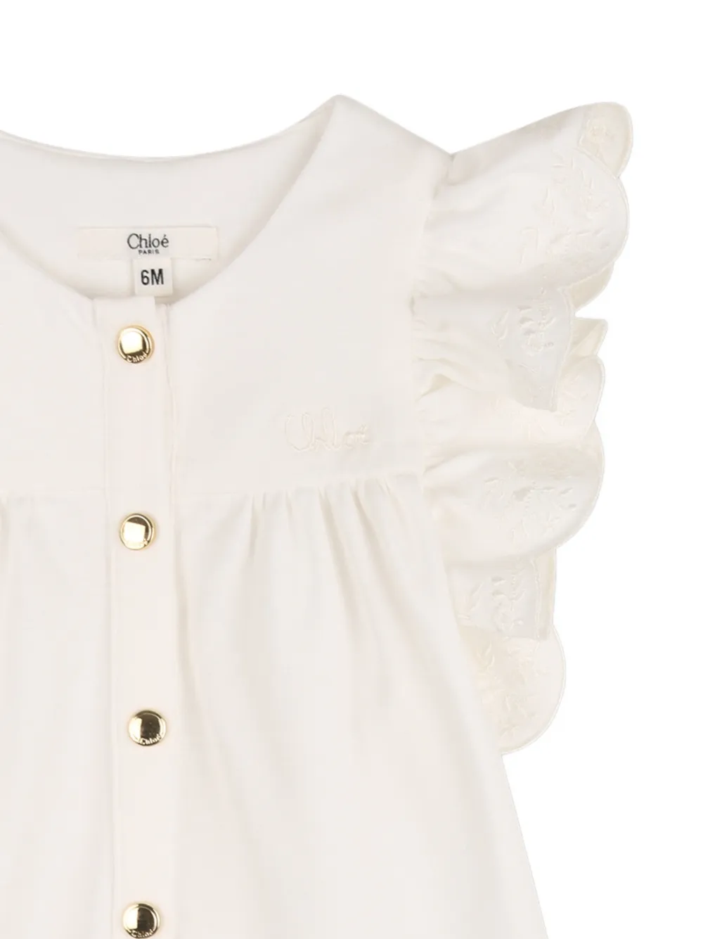 Chloé Kids Romper met ruches en gewelfde afwerking Wit