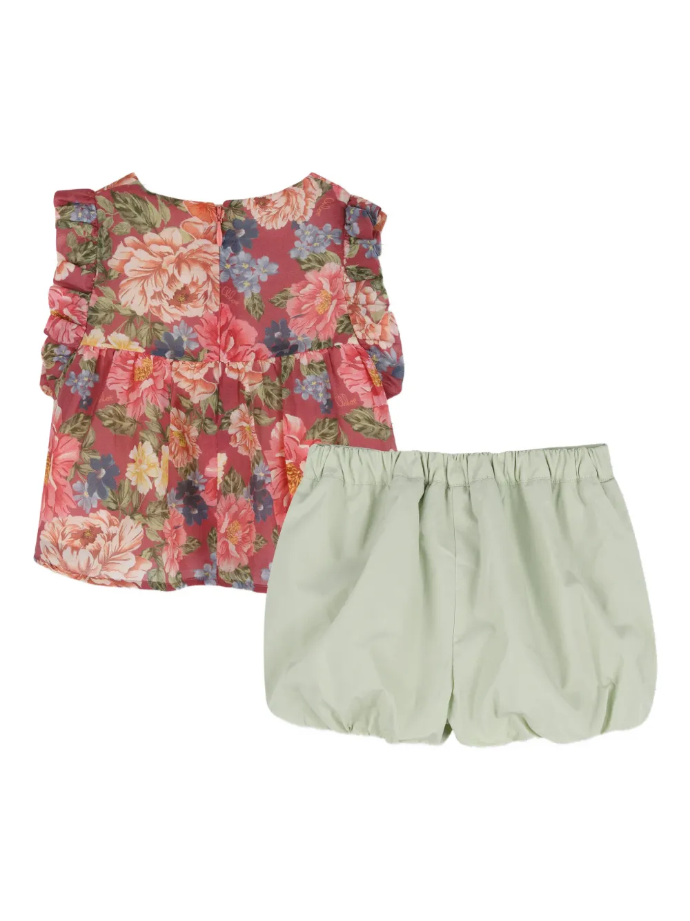 Chloé Kids Babypakje met bloemenprint en ruches Rood