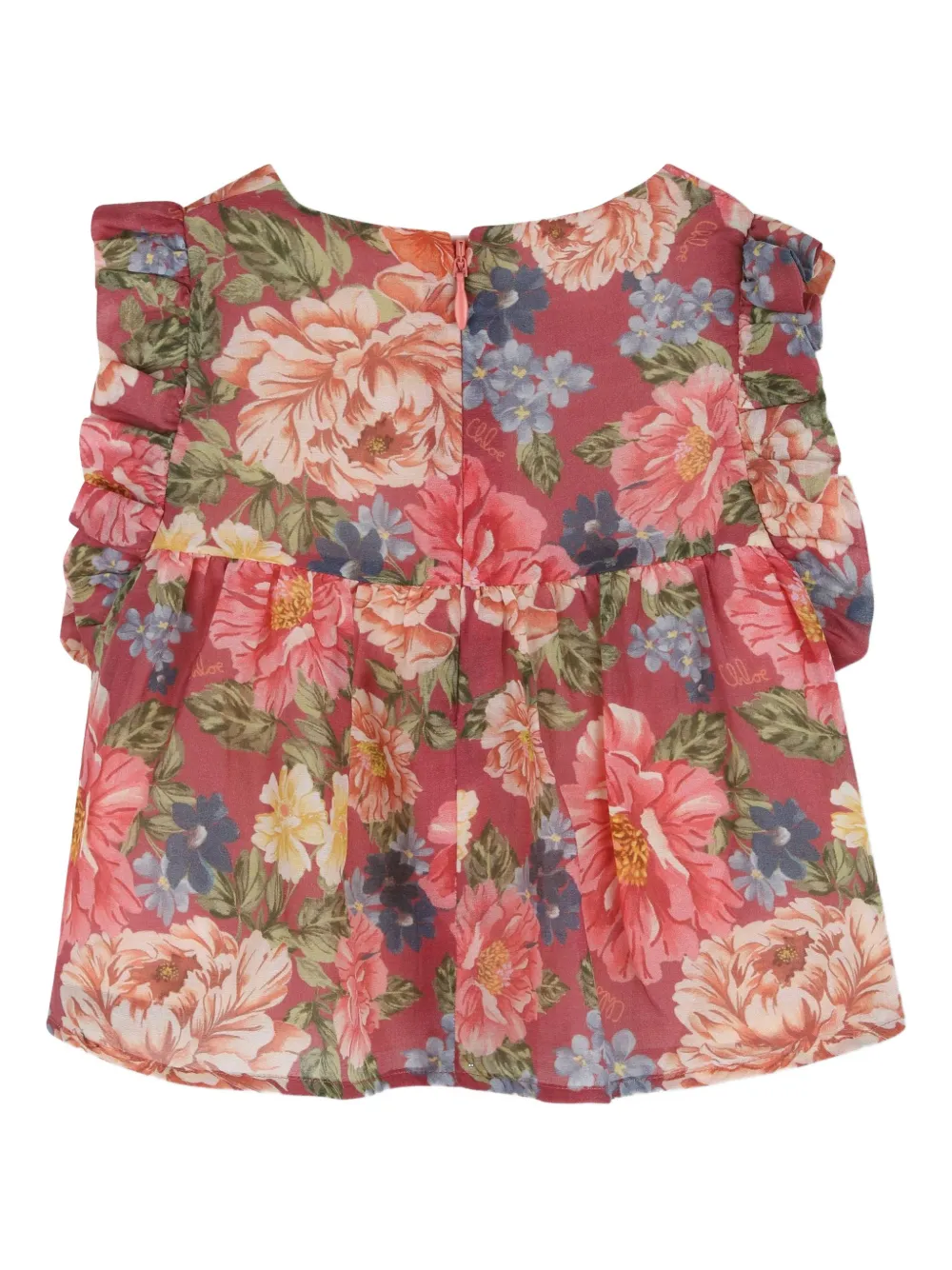 Chloé Kids Babypakje met bloemenprint en ruches Rood
